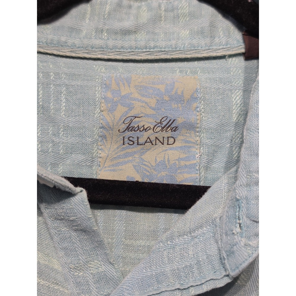 Tasso Elba Island Mens XXL Blue Linen Blend Short Sleeve Button Front Resort‎ - Picture 3 of 6